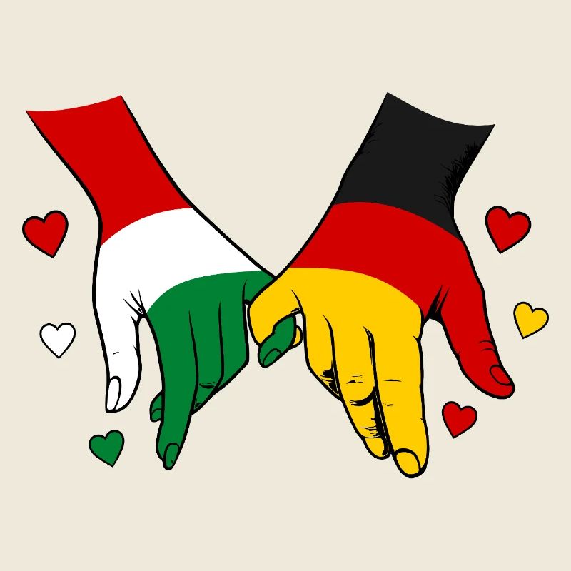 Hungary Germany Flags Holding Hands