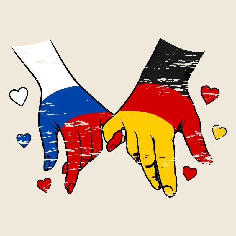 Russia Germany Flag Holding Hands