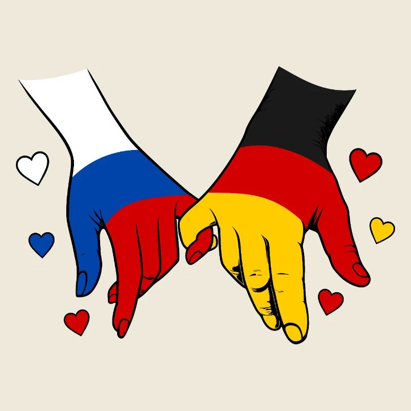 Russia Germany Flag Holding Hands