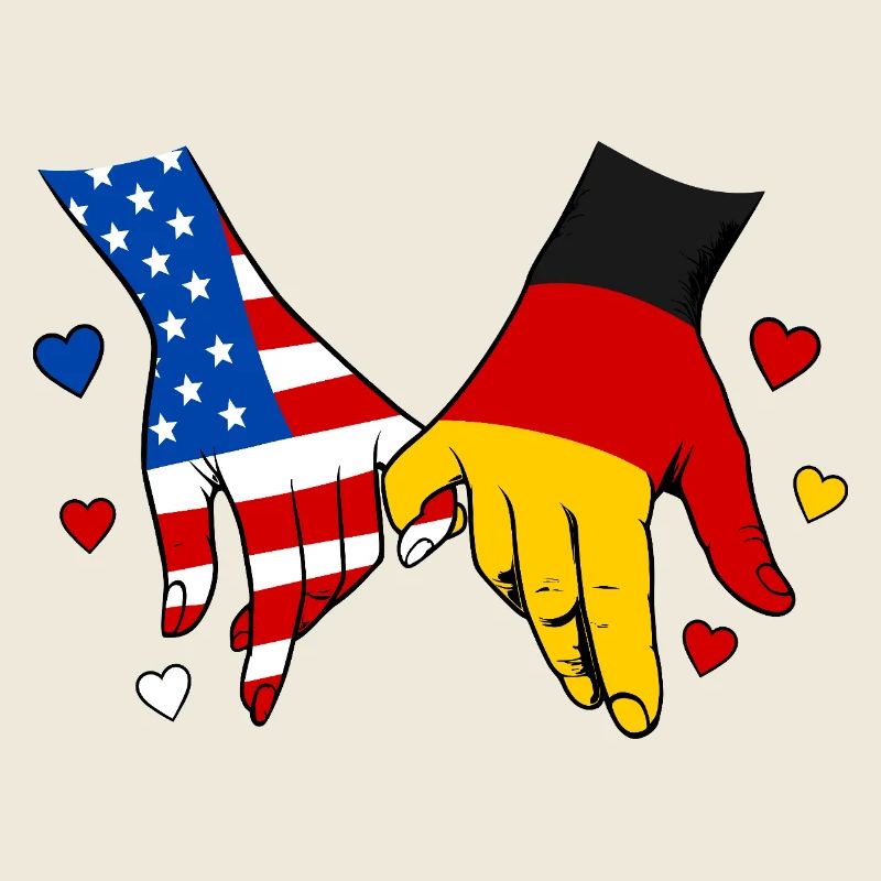 Drapeaux américains-allemands se tenant la main