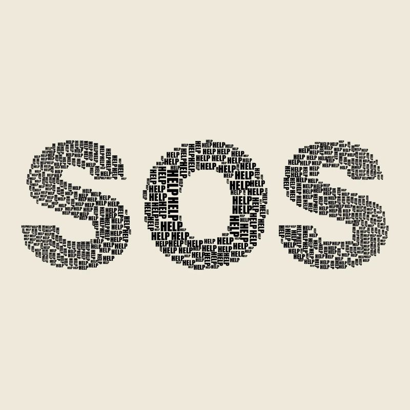 SOS! Written with the word "Help"