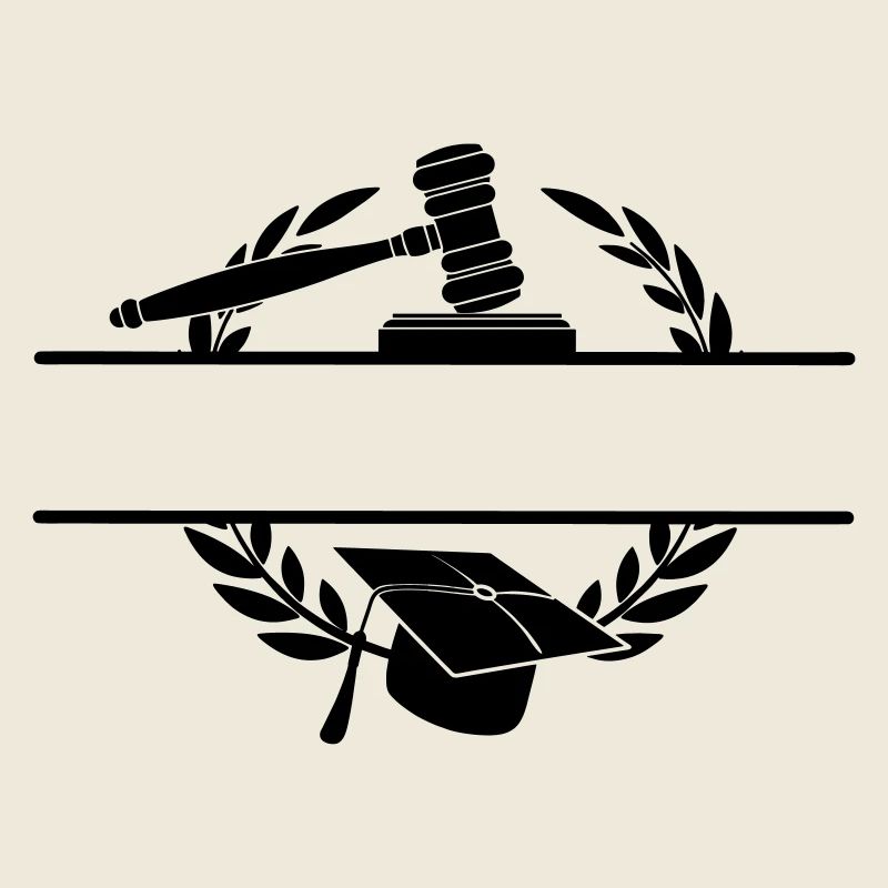 Anwaltsmonogramm mit Hut und Hammer