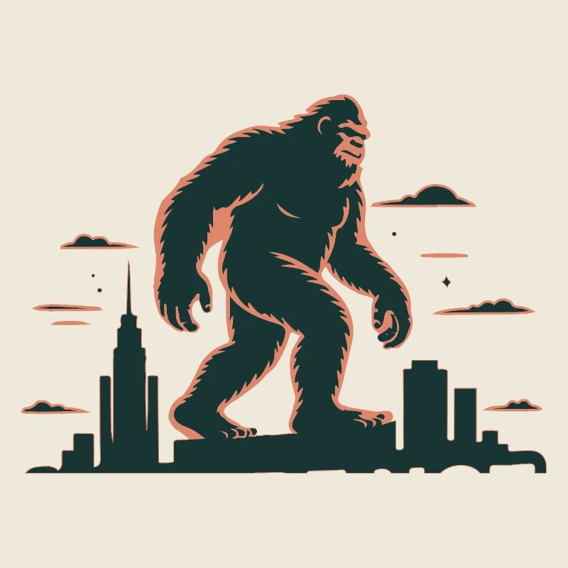 Riesiger Gorilla über der Skyline der Stadt