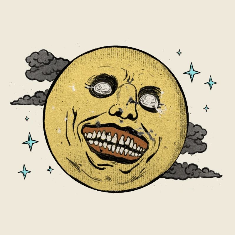 Lune rieuse dans le ciel étoilé