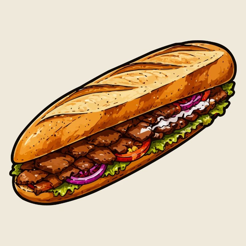 Baguette-Sandwich Illustration
