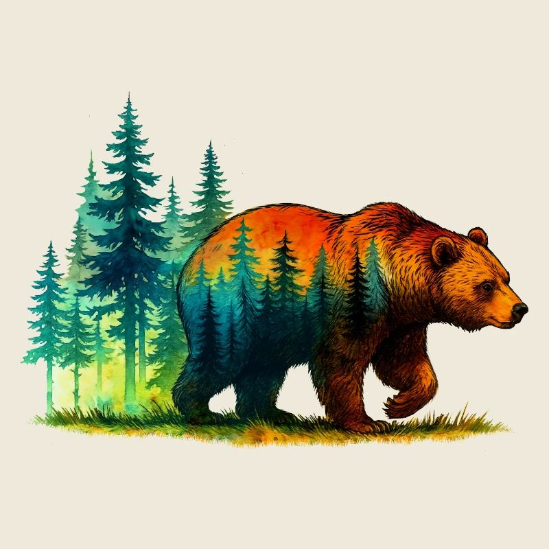 Bear Forest Reflection Hiking Wilderness Nature