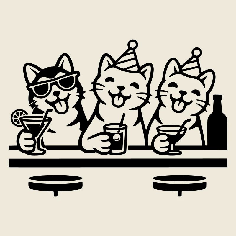 Fête Chats Gueule de bois Bar Boire