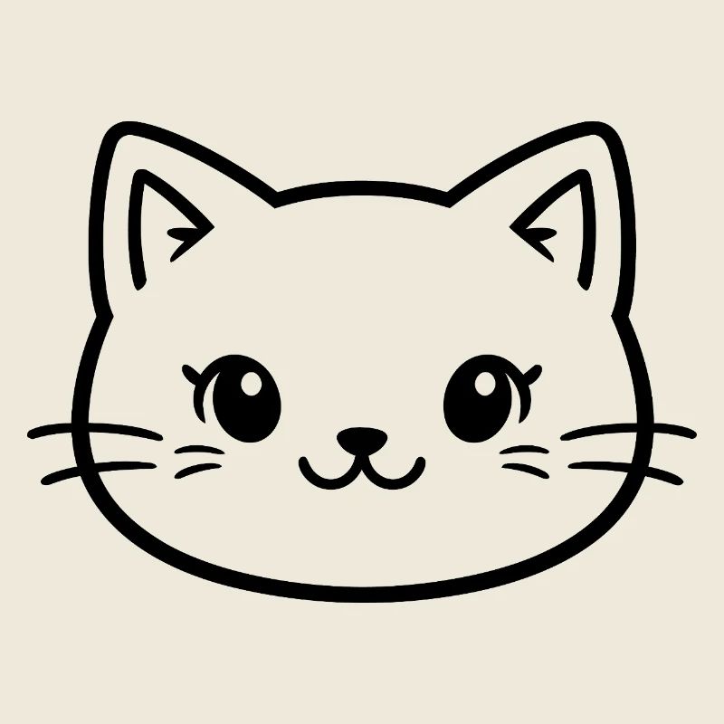 Contour de tête de chat mignon – Dessin minimal en lignes