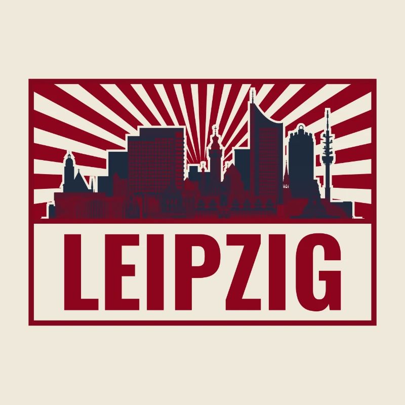 Leipzig Skyline Retro Rot