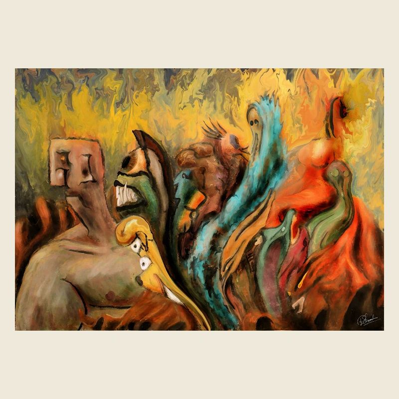 Surreale Psycho Disco Fantasy Kreatur Kunstwerk