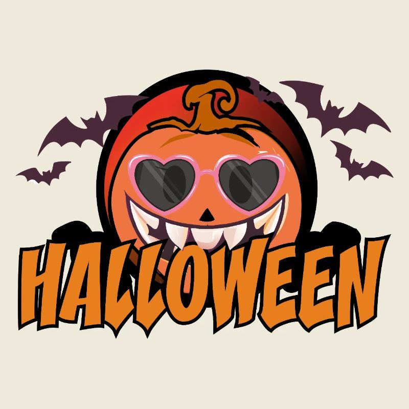 Kürbis Halloween Retro Herz Brille
