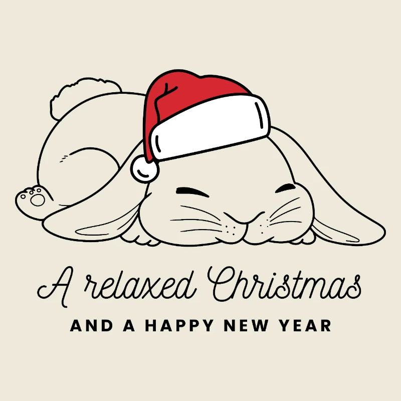 Relaxed Christmas Bunny with Hat - Dark