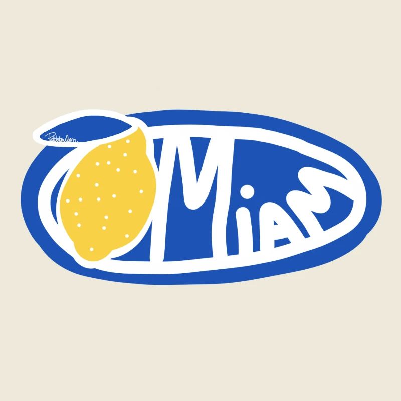 Lemon Yum Blue Retro Oval Logo