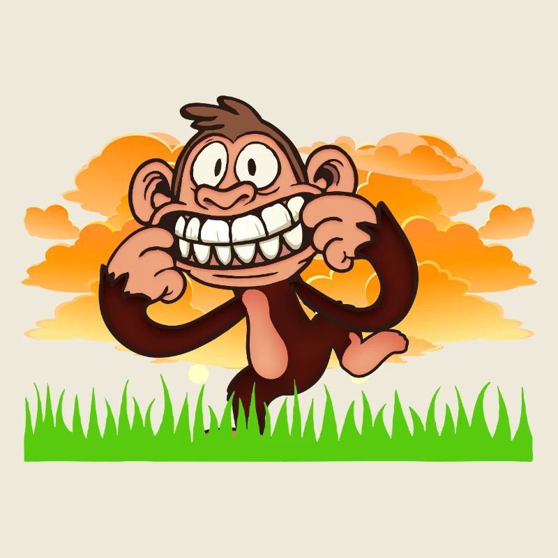 Art rétro de la jungle du singe souriant drôle