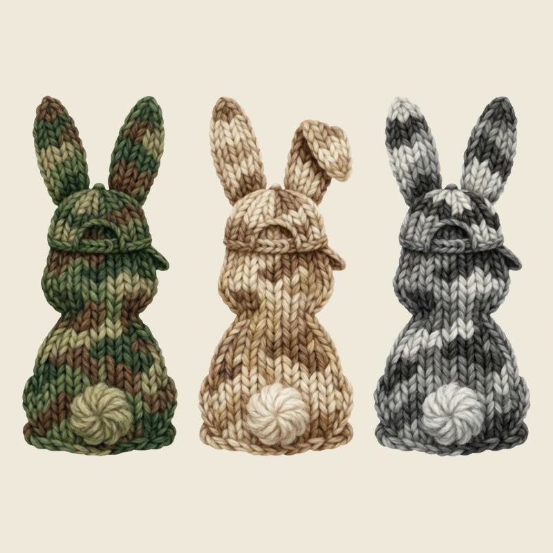 3 Hasen von hinten in einer Reihe Cap Tarnfarben 