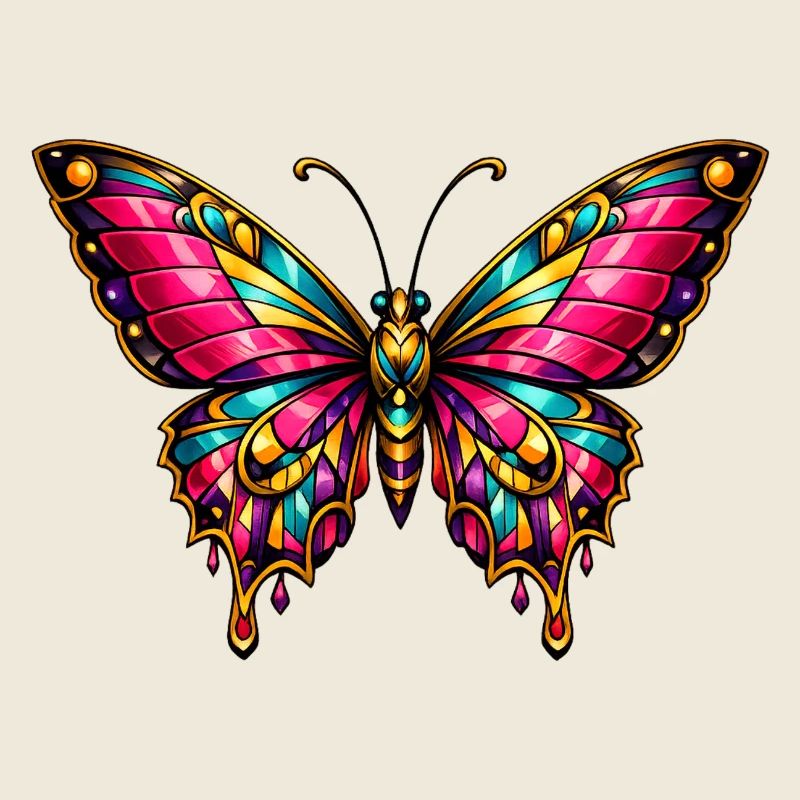 Papillon Vitrail Coloré