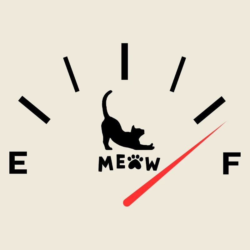 Funny Cat Fuel Gauge Meow Meter Kitten Mom Humor