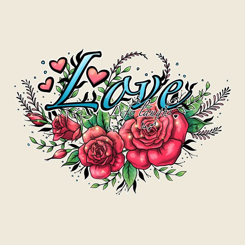 Floral Love Script with Heart Accents