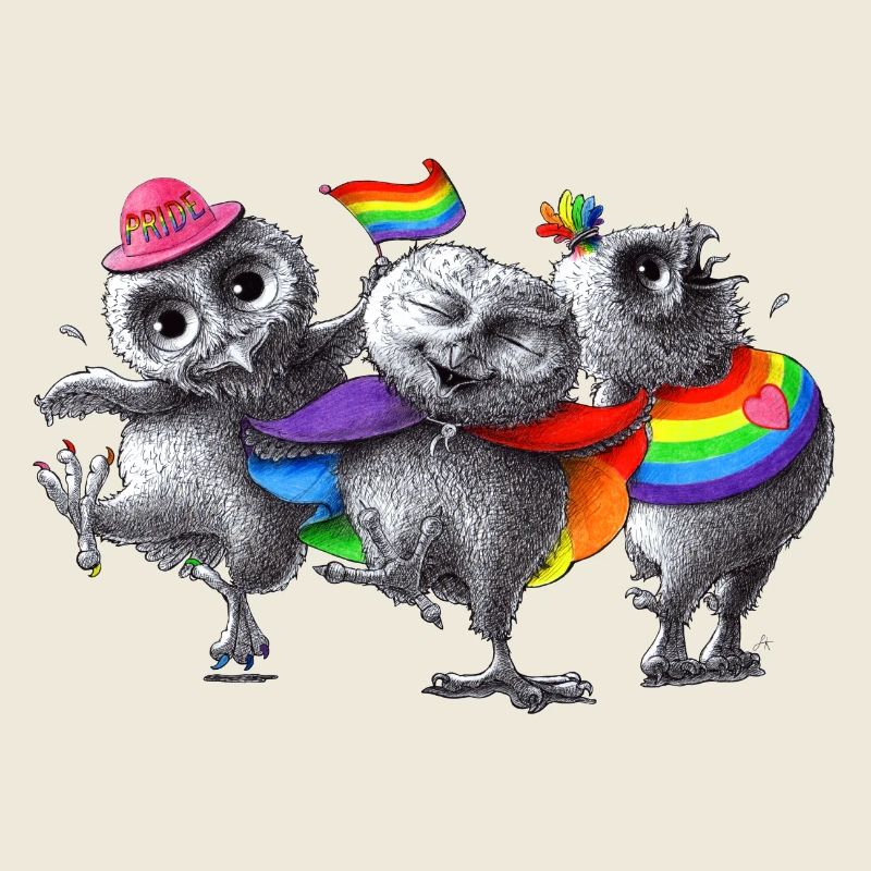 Lustige tanzende Pride Eulen