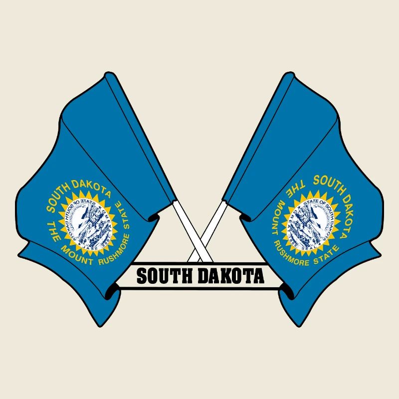 Deux drapeaux texte DAKOTA du Sud