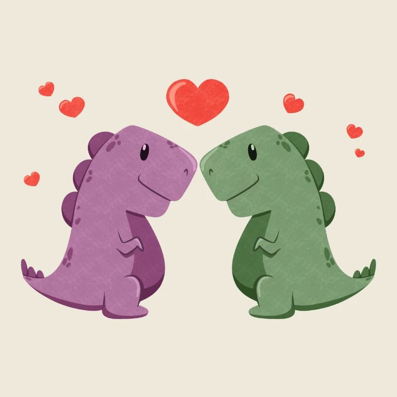 Cute dinosaurs with a heart