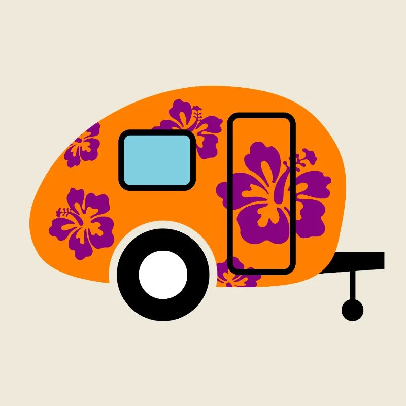 Caravan Camping Hawai Camper Wohnwagen Blüte Fan