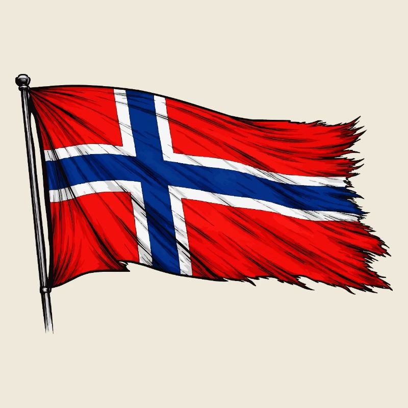 Norwegian flag flowing