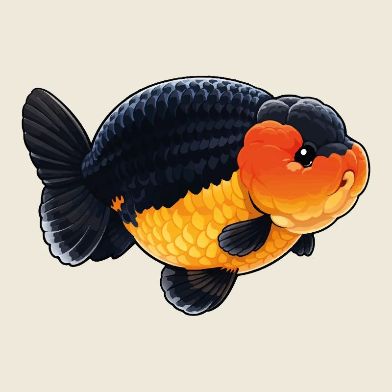 Poisson rouge de haute qualité Ranchu Orange Noir