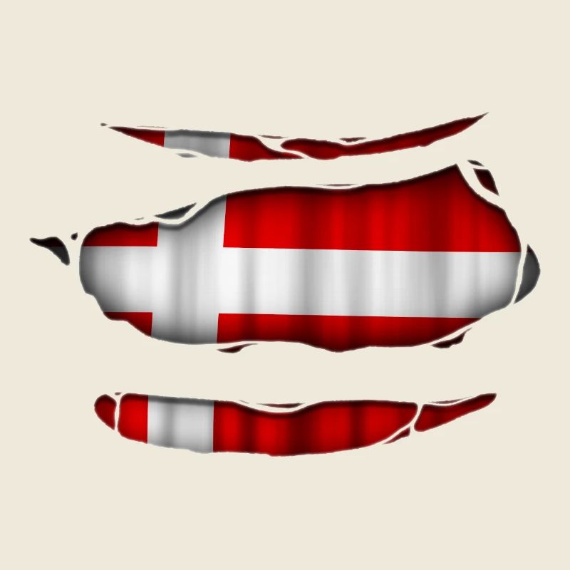 Dänemark Flagge Aufgerissen 017