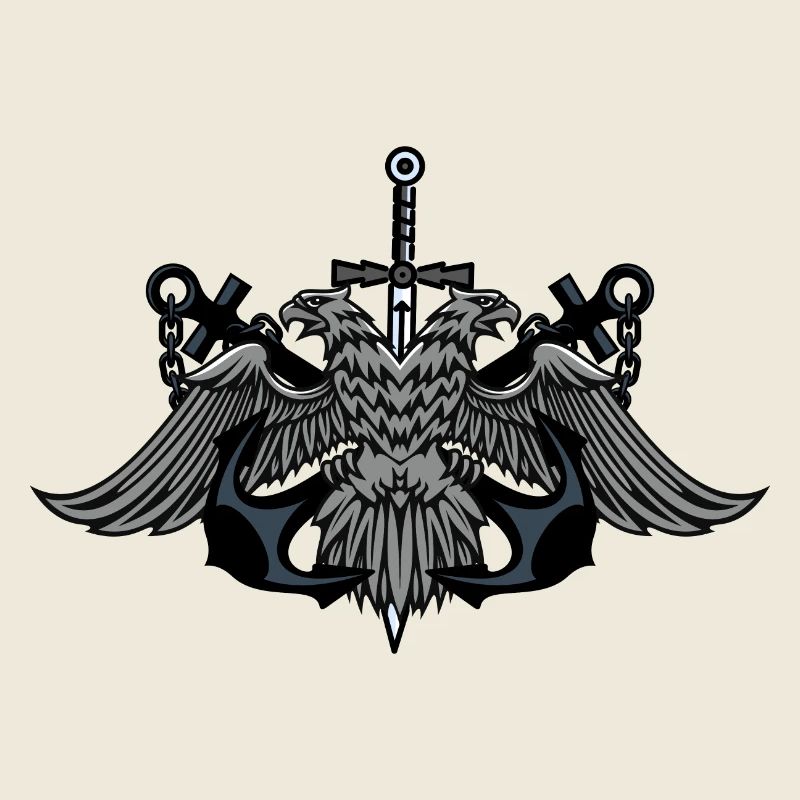 Zwillingsadler-Wappen mit Schwert