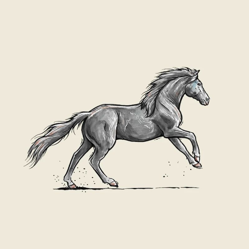 Galop de cheval noir