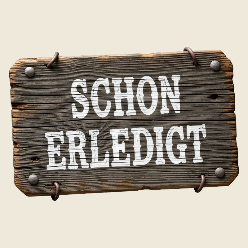 Schon erledigt – rustikales Werkstatt Schild