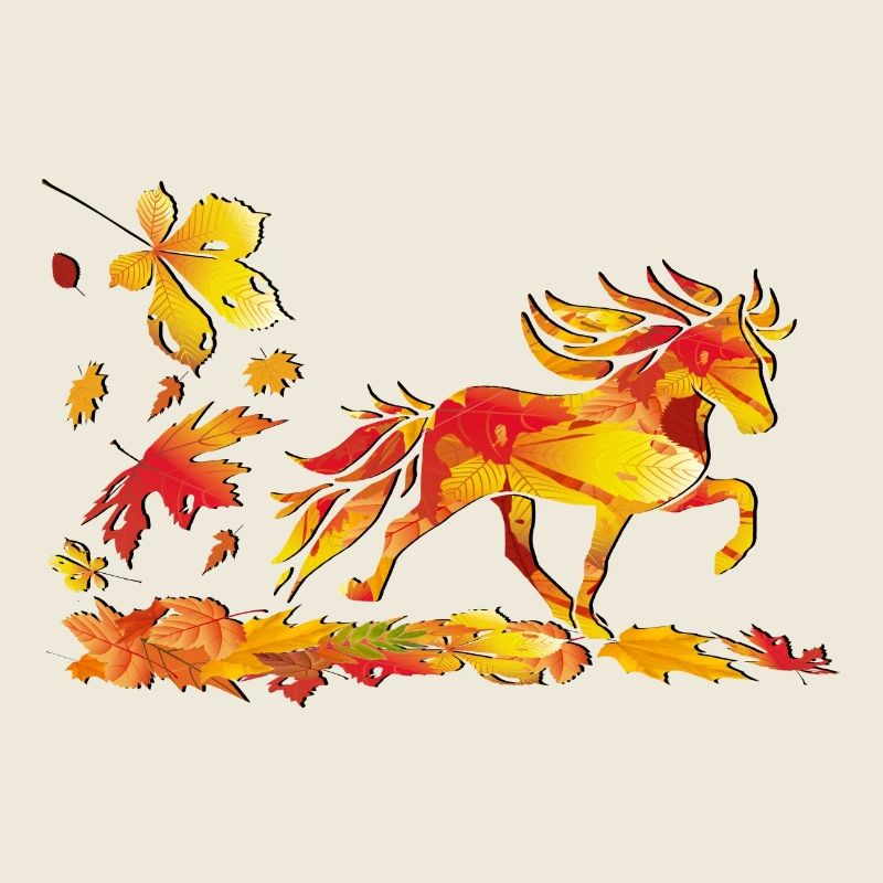 Herbstpferd aus Blattkunst