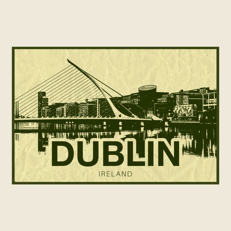 Dublin Skyline Vintage Print