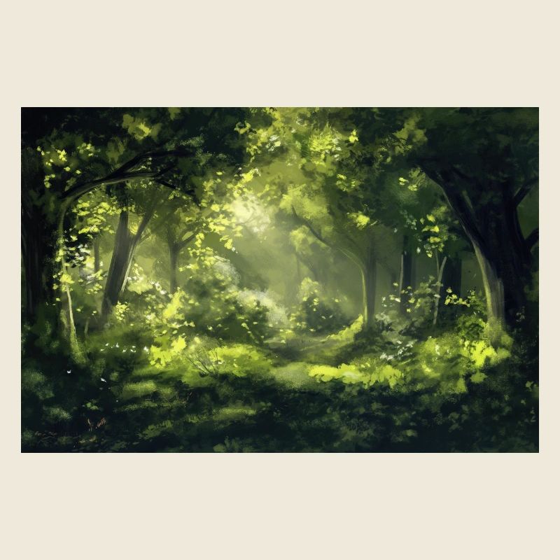 Poster Illustration Paysage de Forêt