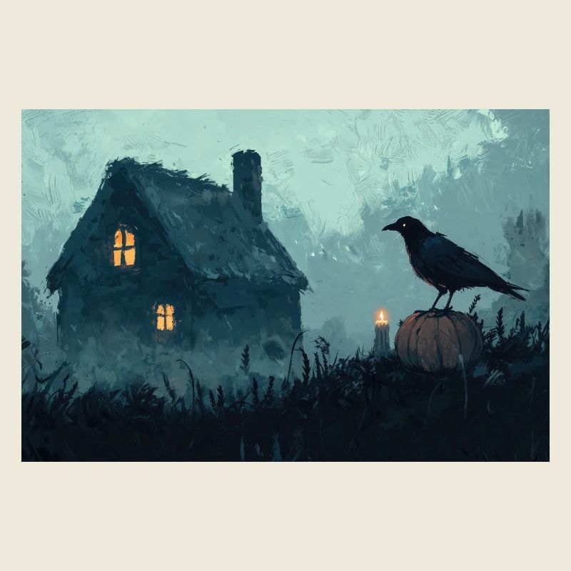 Haunted House Illustration Poster