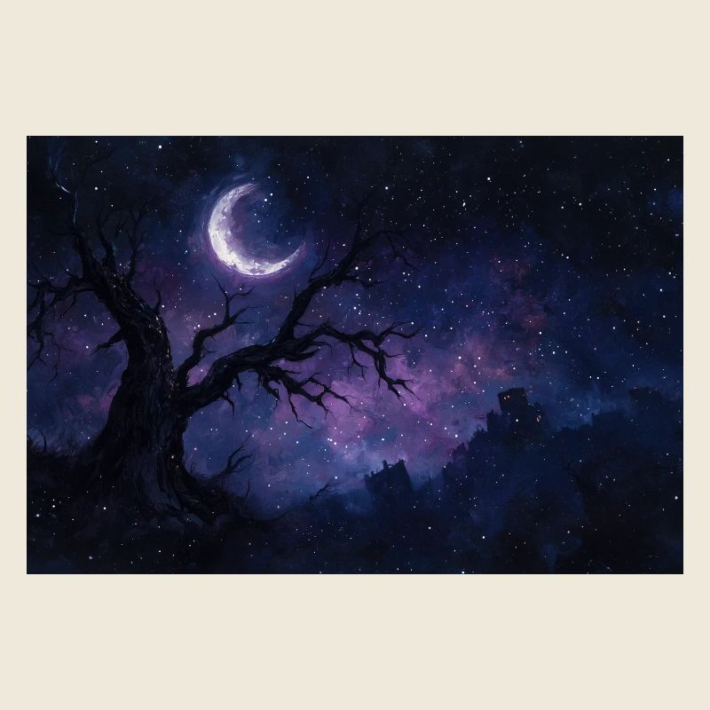 Poster Illustration Paysage de nuit