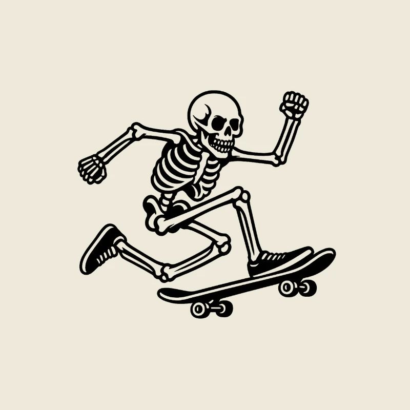 Skateboard skeleton in motion