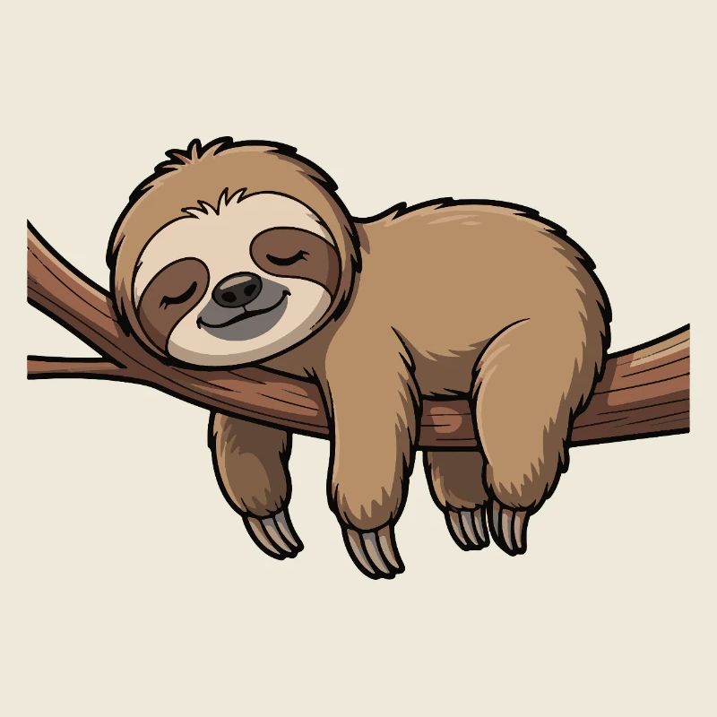 Sleeping sloth on branch