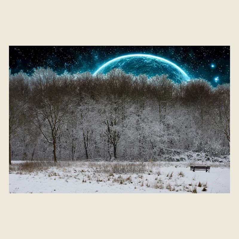 Winterhimmel-Mond im Wald