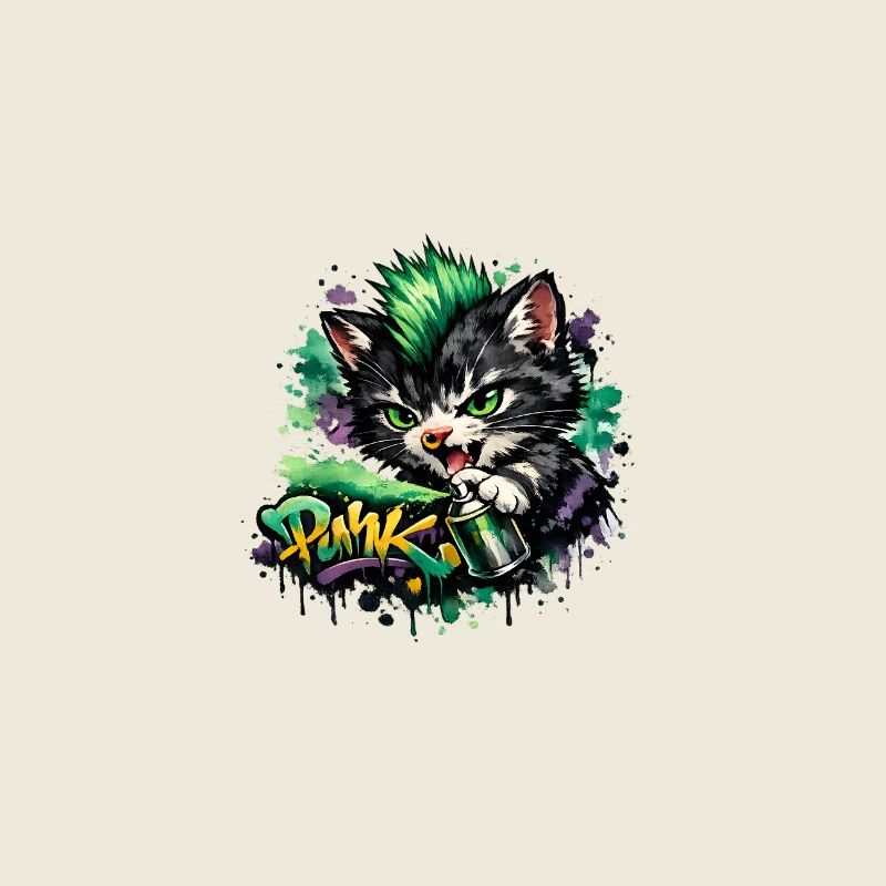 Graffiti Cat Spray Art Neon