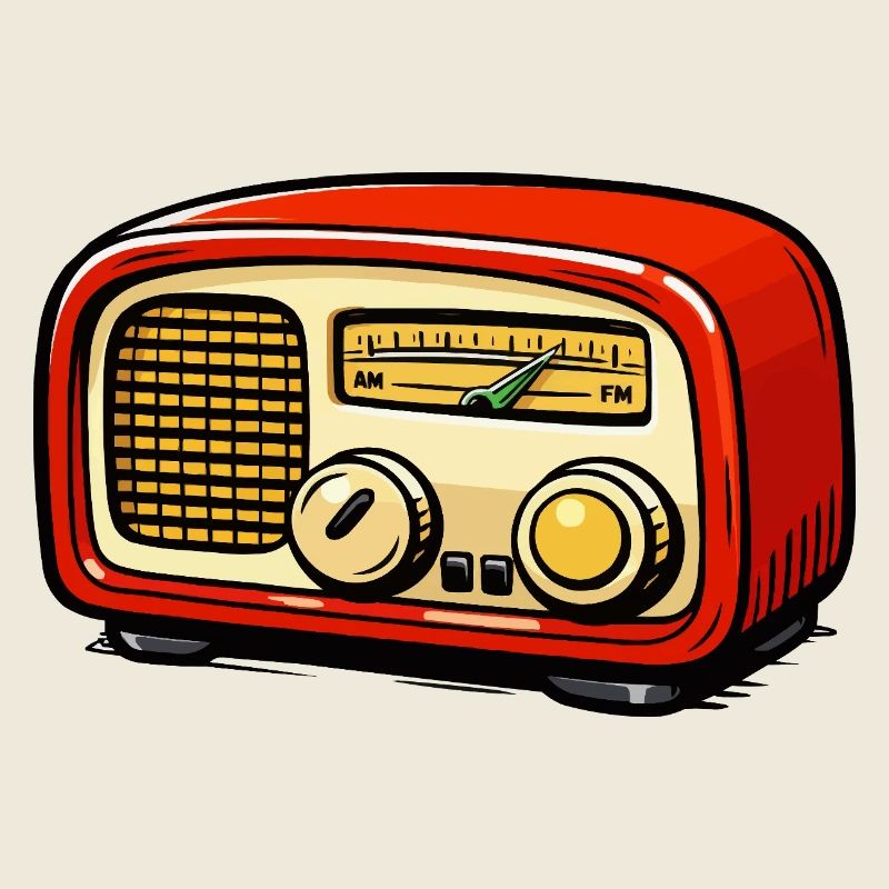 Red retro radio illustration