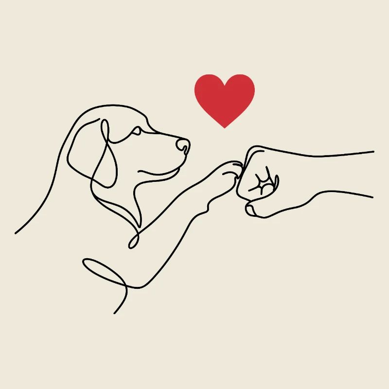 Beste Freunde Pfote Faust - Line Art Hund Herz