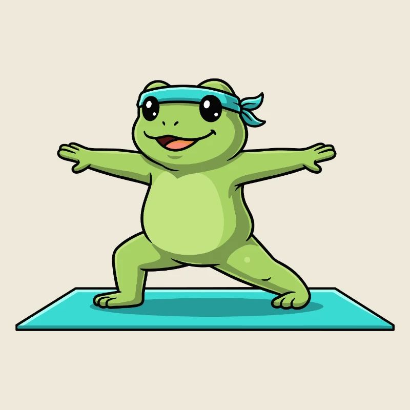 Yoga Frog Amphibian Faisant la posture du guerrier