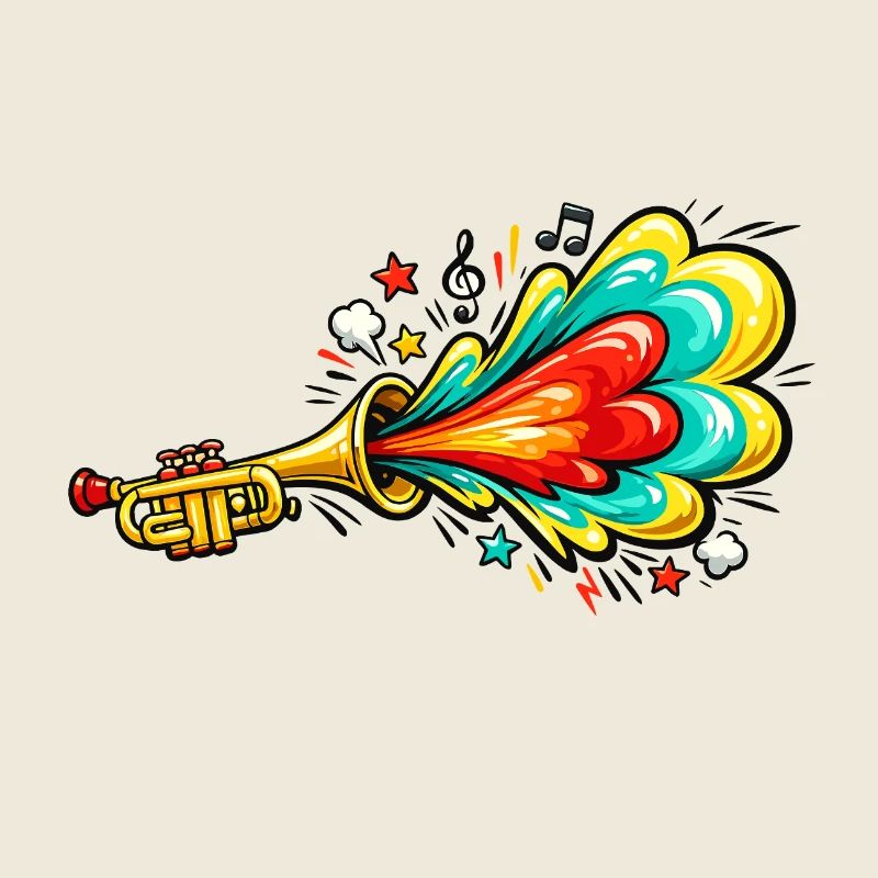 Bunte Trompete Farbexplosion