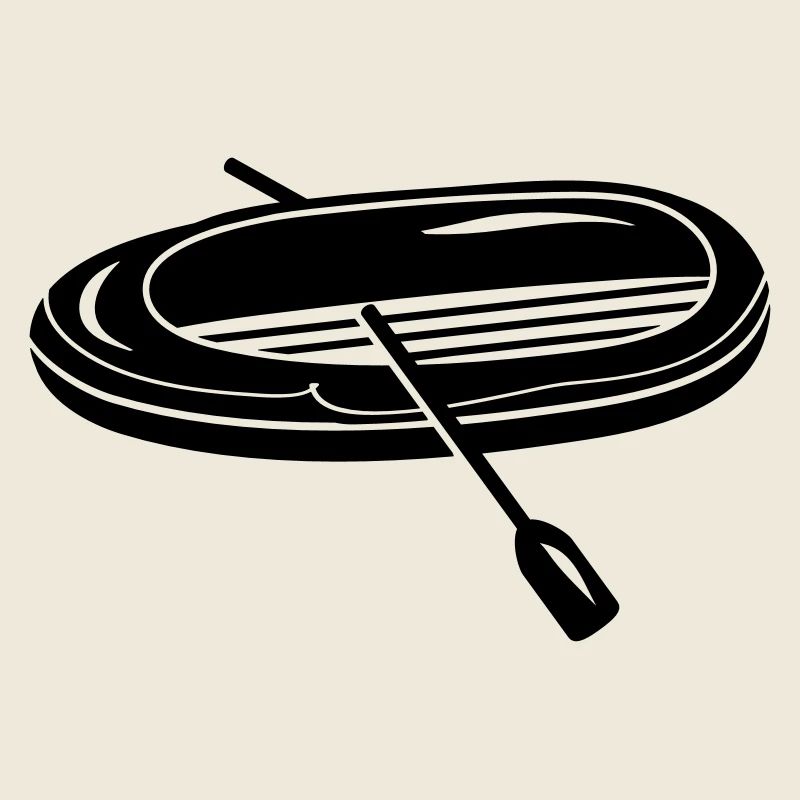 Schlauchboot mit zwei Paddel