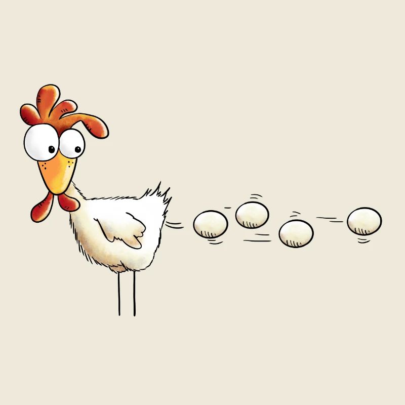 Poule pond un oeuf dessin animé