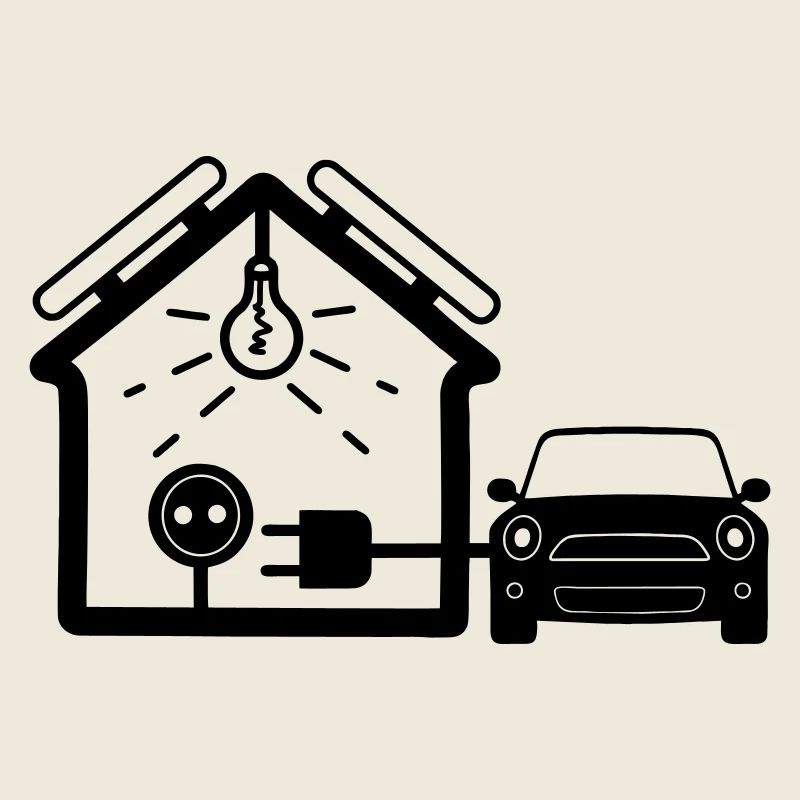 House with solar panels car