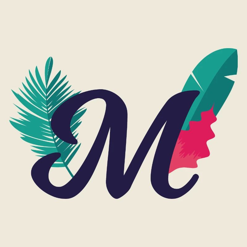 Elégante lettre 'M' avec des fleurs