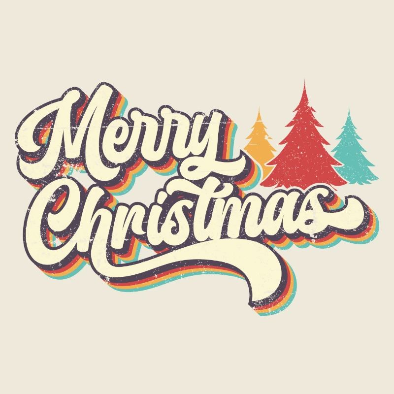 Rétro Joyeux Noël Arc-en-ciel Script